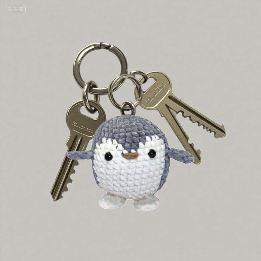 Handmade Amigurumi Crochet Grey Penguin Doll Set for Kids Gift