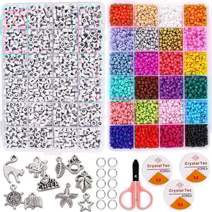 Wholesale Sell 24 Color Glass Seed Bead and 24 Grids Letter Beads Kits