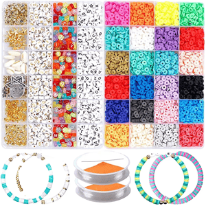 Wholesale 24 Colors 6mm Polymer Clay Beads Kit with Letter Beads Kit