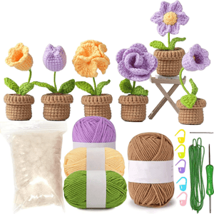 Factory Wholesale Crochet Flower Bonsai Set Starter DIY Knit Doll Kits