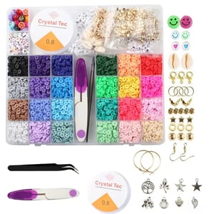 28 Grids Loose Letter and Smile Beads 6mm Color Polymer Clay Beads Kit