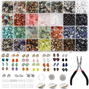 28 Colors Irregular Natural Gemstone Beads Kit DIY Jewelry Making Set