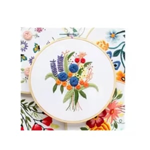 Wholesale Sell Flower Pattern DIY Embroidery Set Hollowed Fabric Kits