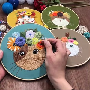Factory Direct Selling 3D Embroidery Cat Set DIY Fabric Material Kits