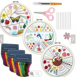 Wholesale Flower Embroidery Kit Round Cross Stitch Knitting Craft Set