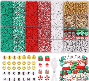 Wholesale Sell Christmas 6mm Clay Beads Colored Charm Set