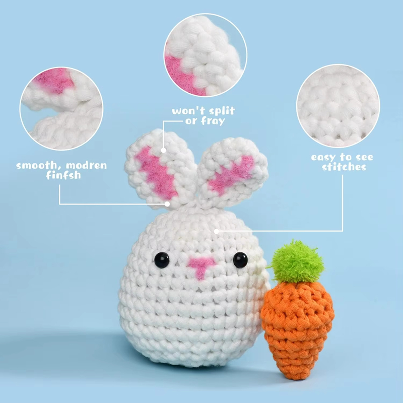 Wholesale Animal Knit Sets DIY Rabbit & Carrot Crochet Materials Kits
