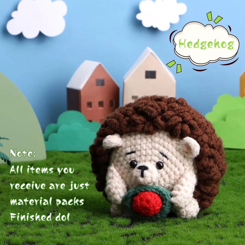 Wholesale Crochet Animal Set Hedgehog Doll DIY Wool Knit Materials Kit
