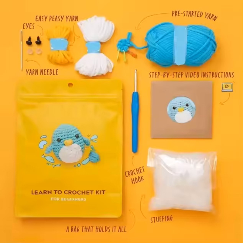 2024 Hot Sell Crochet Penguin Doll Kits DIY Knit Cartoon Animal Pendan