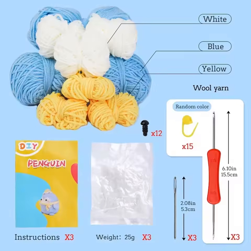 Wholesale Sell Animal Crochet Kits Beginner Diy Wool Knit Penguin Set