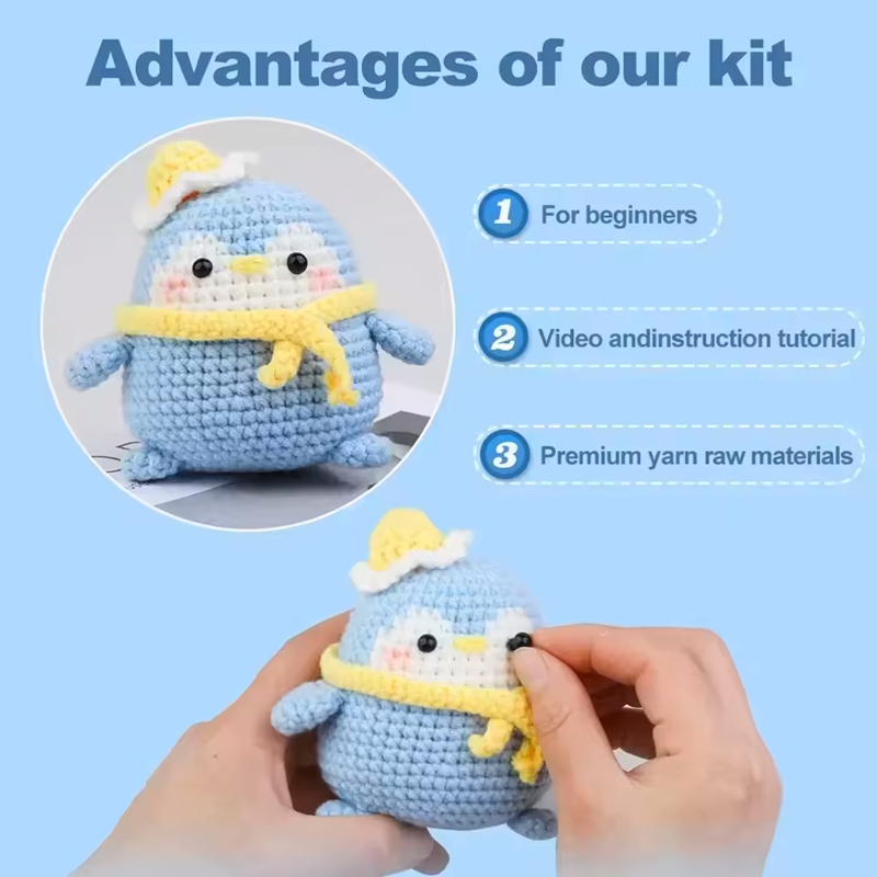 Wholesale Sell Animal Crochet Kits Beginner Diy Wool Knit Penguin Set