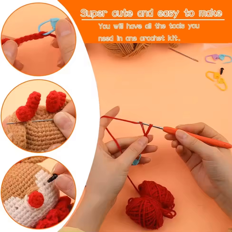 Hot Sell Christmas Reindeer Crochet Kits Yarn Beginners DIY Weave Pack