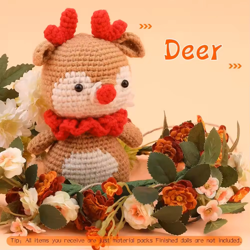 Hot Sell Christmas Reindeer Crochet Kits Yarn Beginners DIY Weave Pack