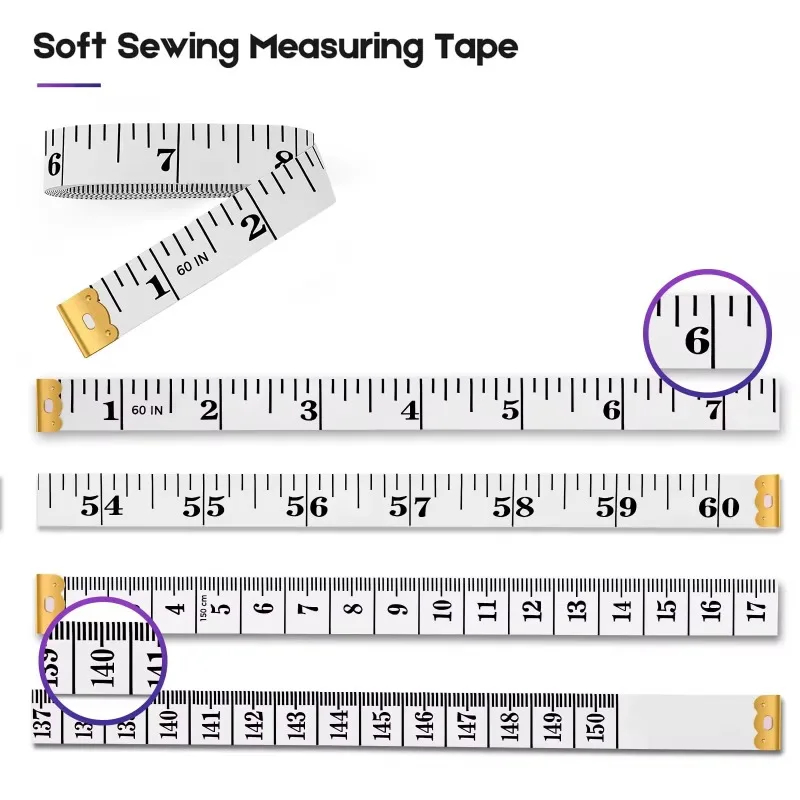 Wholesale 60 Inch Soft Tape Double Scale  Measurement Measuring Tools