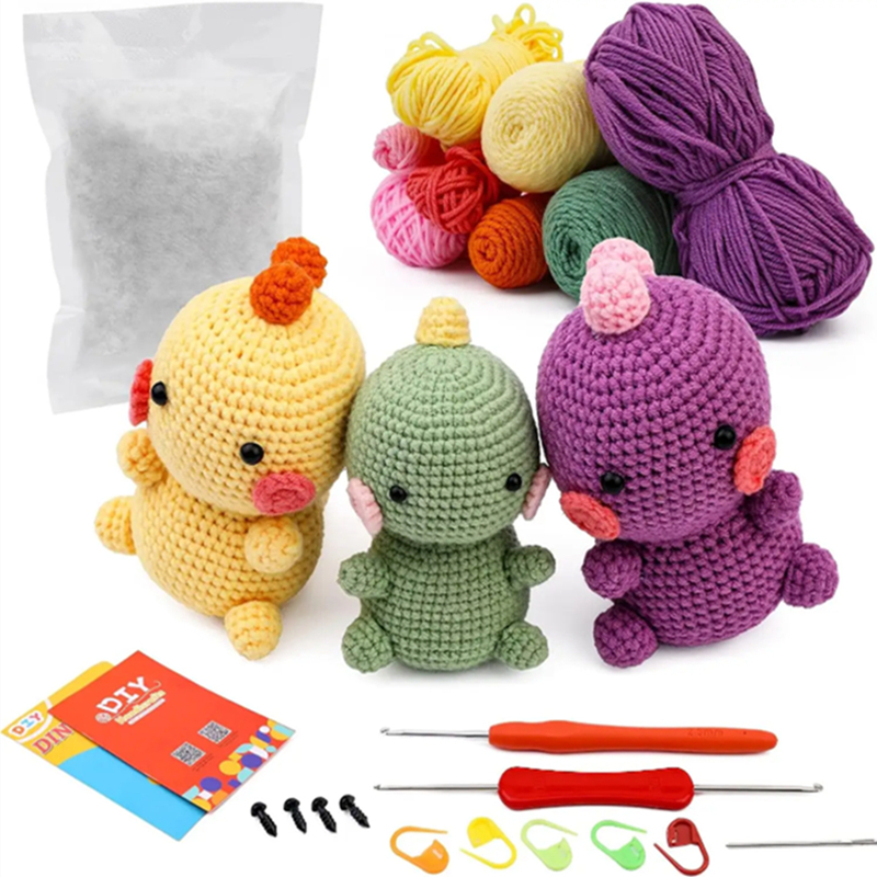 Beginner Crochet Kits Dinosaur Weaving Doll DIY Knitting Material Pack