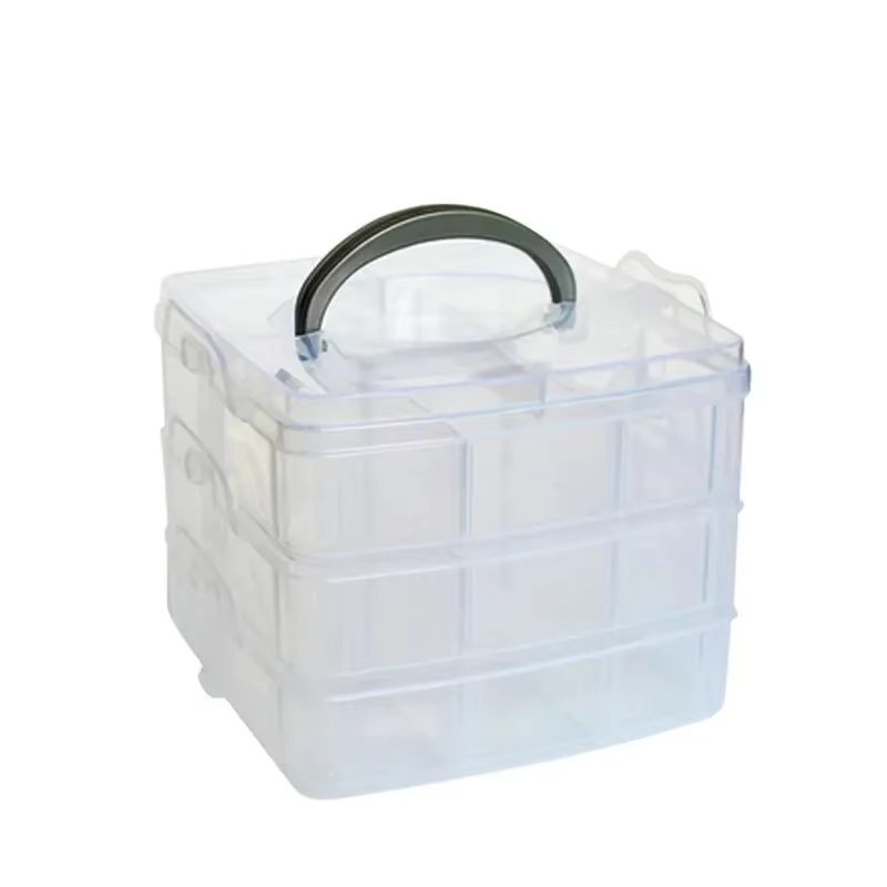 3 Layer Cosmetic Jewelry Adjustable Stackable Clearly Storage Gift Box