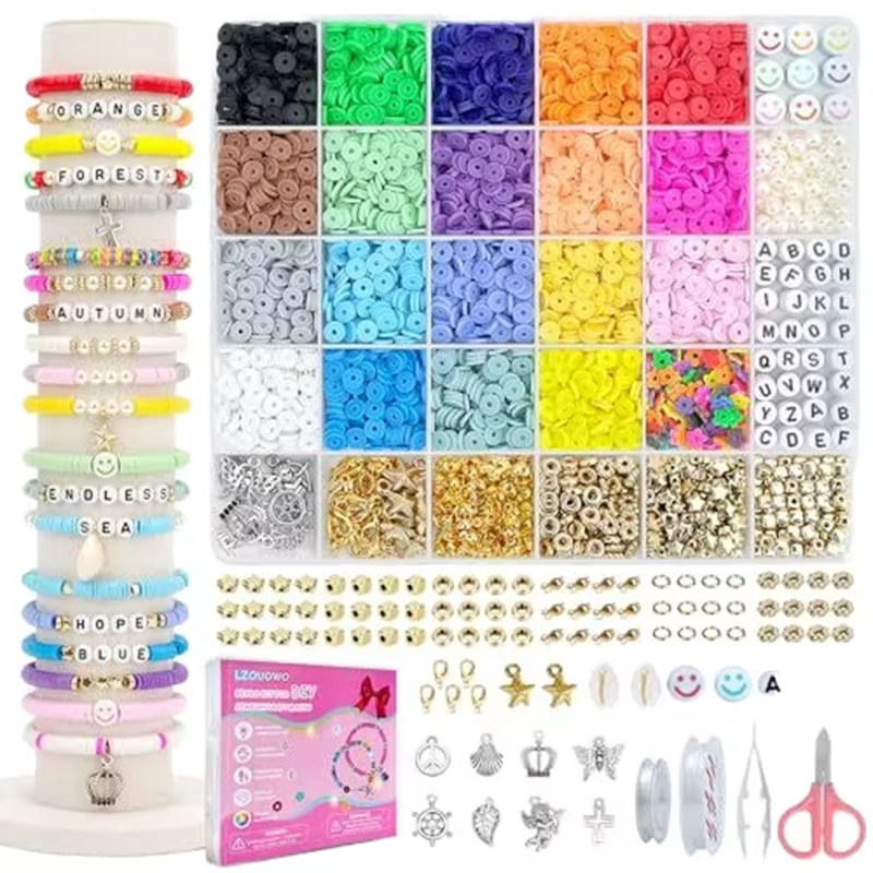 Wholesale 6mm Color Clay Beads Kits DIY Jewelry Making Bracelets Set
