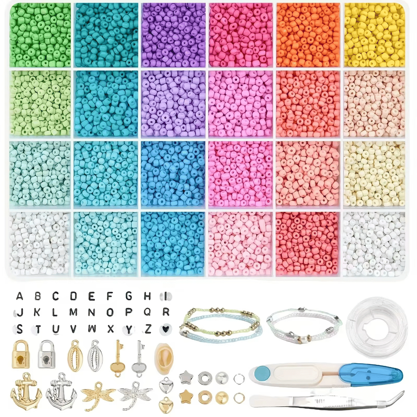 Sale at Wholesale Price Rainbow Color 2mm Glass Beads DIY Jewelry Set