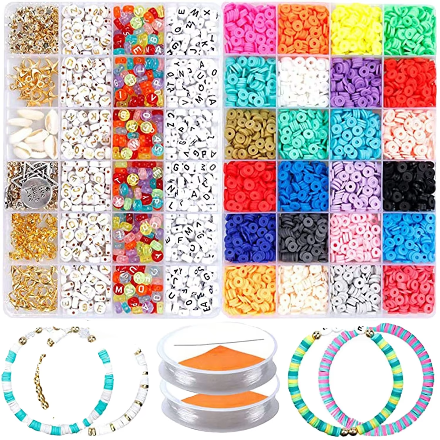Factory Selling 24 Colors Polymer Clay Beads Kit with Letter Beads Kit