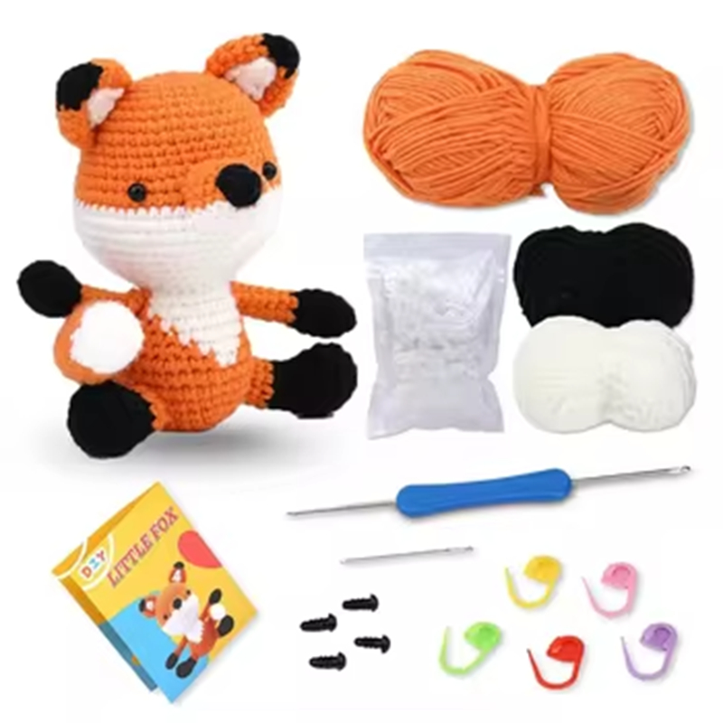 Market Hot Selling Animal Knitting Doll DIY Crochet Fox Keychain Kits
