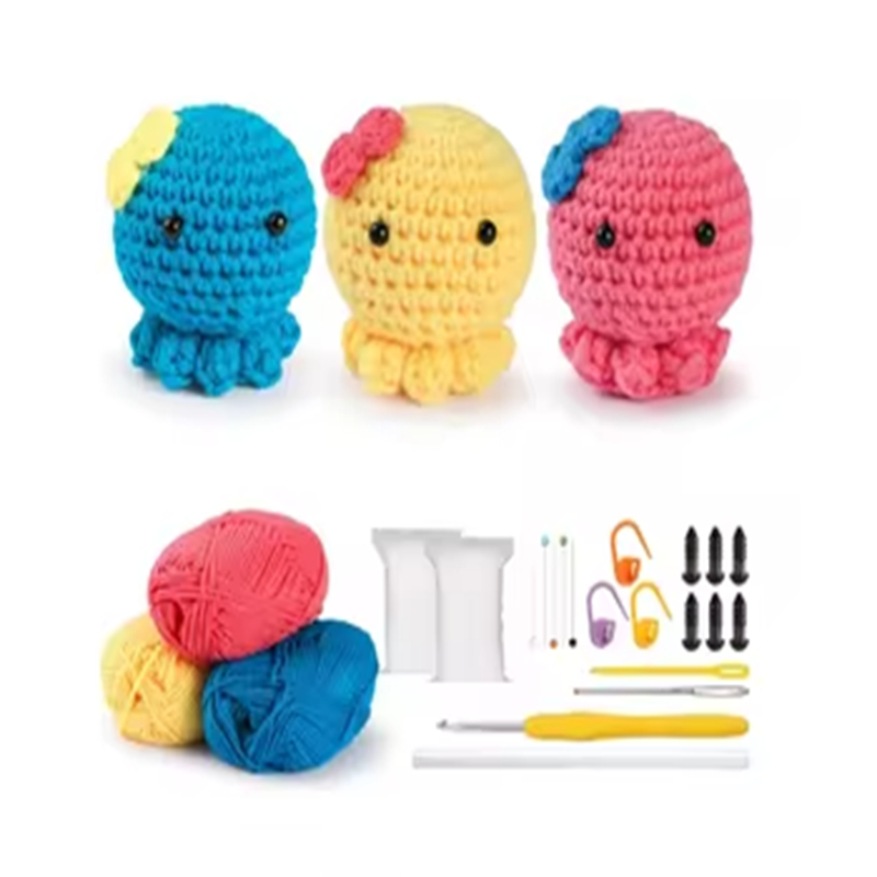 Crochet Octopus Doll Set Starter DIY Knitting Pendant Yarn Hook Kits