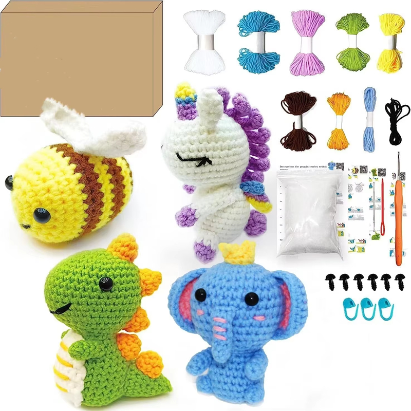 2024 Hot Sell Animal Crochet Kits for Beginners DIY Weaving Doll Set