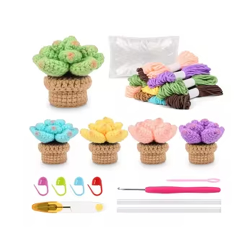 Factory Direct Sell High Quality Crochet Kit DIY Succulents Bonsai Set
