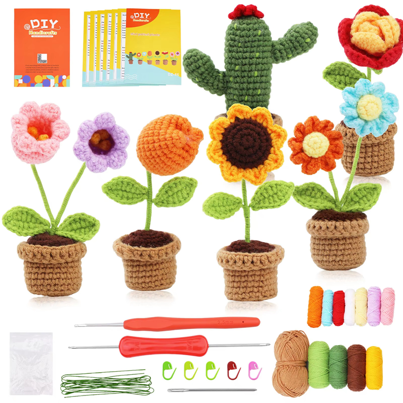Wholesale Crochet Kits Plush Plant Flower Decoration Series Doll Set