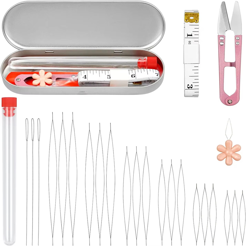 21-Piece Metal Beading Needle Set with Storage Box