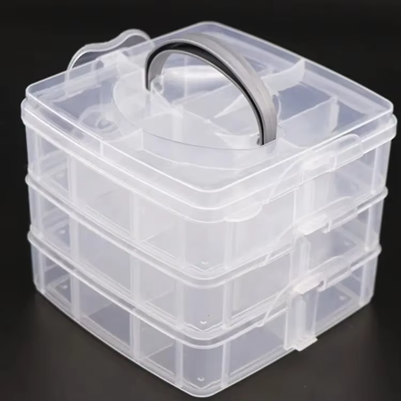 3 Layer Cosmetic Jewelry Adjustable Stackable Clearly Storage Gift Box