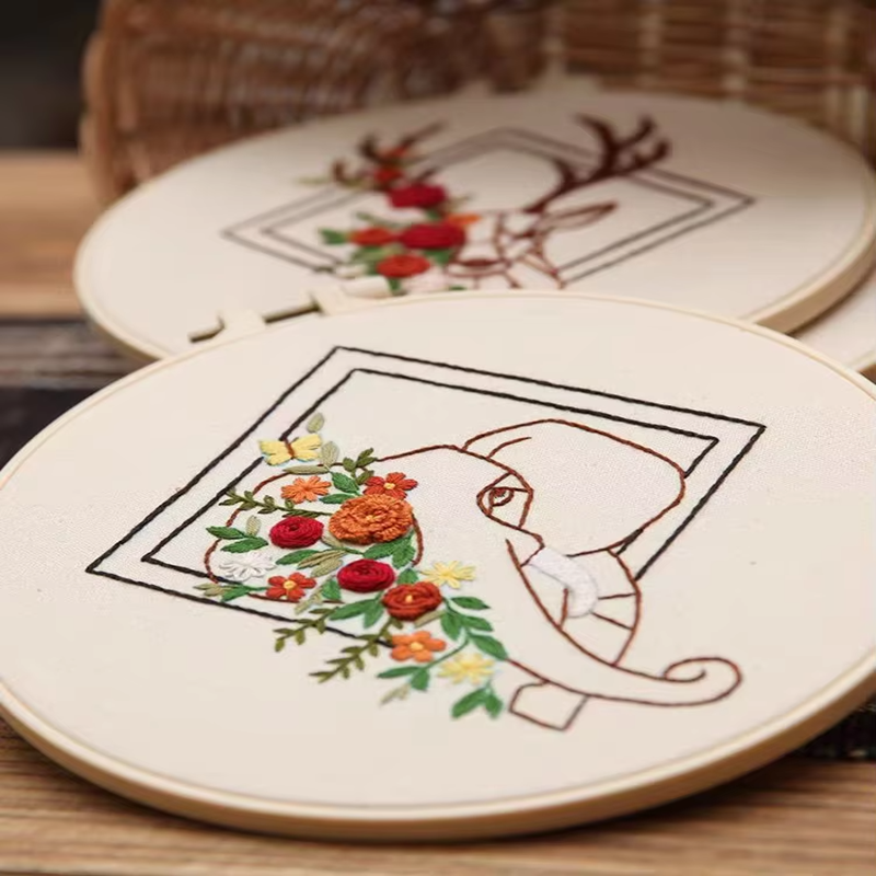 Geometric Animal Embroidery DIY Live Room Hang Painting Cross-Stitch