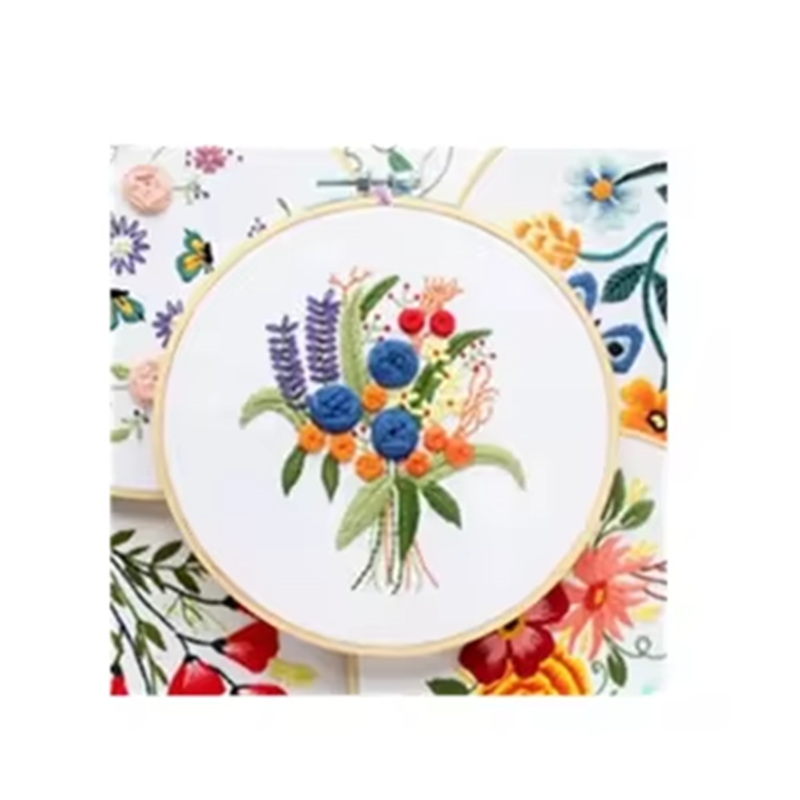 Flower Pattern DIY Embroidery Set Hollowed Fabric Sewing Kits