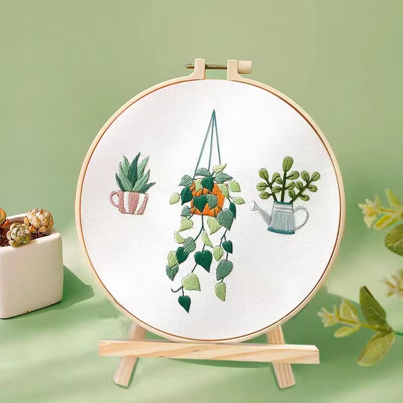 Wholesale DIY Embroidery Flowers Material Bag Knit Hollowed Fabric Set