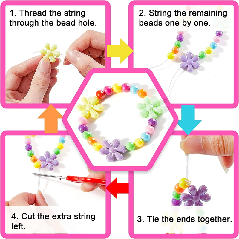Colorful beads for kids craft jewelry making bead kit for bracelet making toys