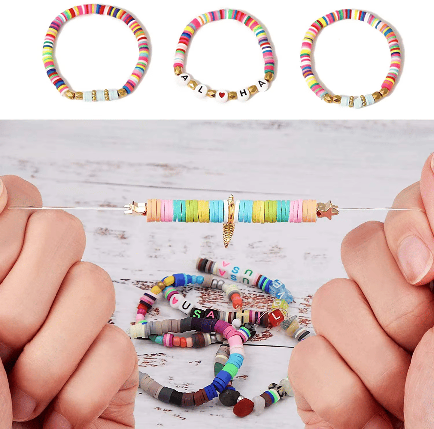 Factory Selling 24 Colors Polymer Clay Beads Kit with Letter Beads Kit