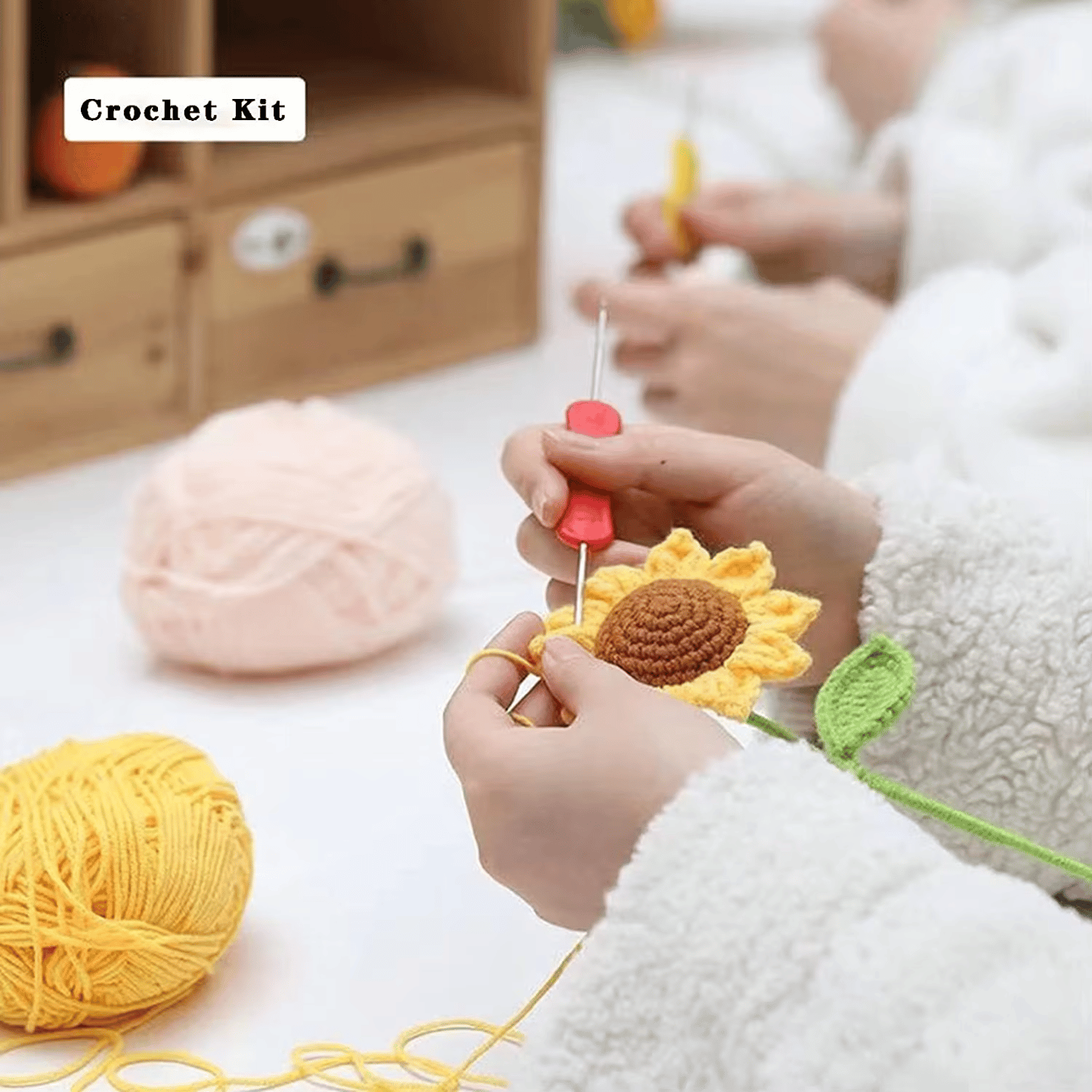 Crochet Flower Shape Bonsai DIY Material Bag Starter DIY Doll Make Set