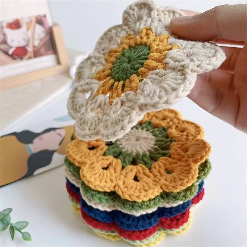 Yarn Woven Coasters Set DIY Crochet Insulated Coasters Home Decor Kits