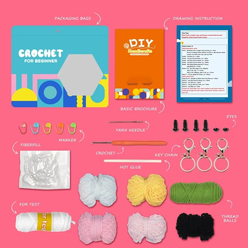 Crochet Animal Set DIY Knit Jellyfish Hamster and Frog Woven Doll Kits