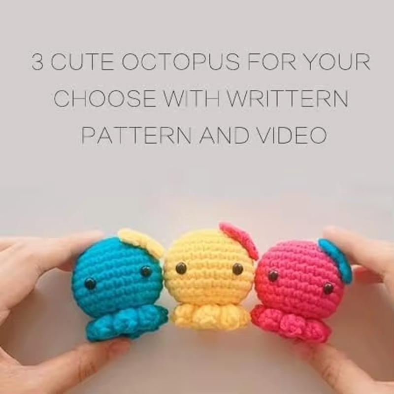 Crochet Octopus Doll Set Starter DIY Knitting Pendant Yarn Hook Kits