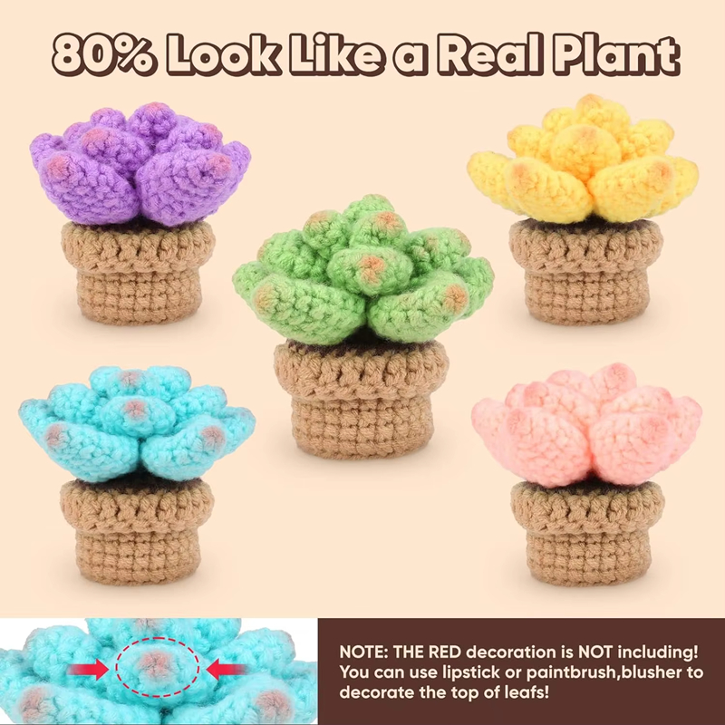 Factory Direct Sell High Quality Crochet Kit DIY Succulents Bonsai Set