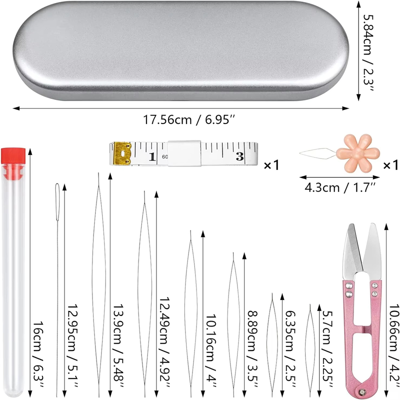 21-Piece Metal Beading Needle Set with Storage Box
