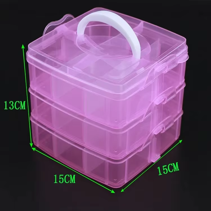 3 Layer Cosmetic Jewelry Adjustable Stackable Clearly Storage Gift Box