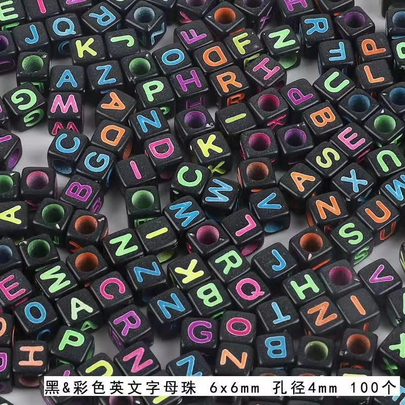 Selling Bulk Alphabet Beads Square Shape Acrylic Russian Letter Beads