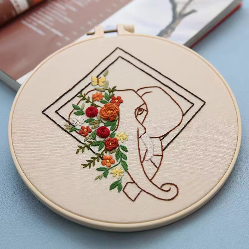 Geometric Animal Embroidery DIY Live Room Hang Painting Cross-Stitch
