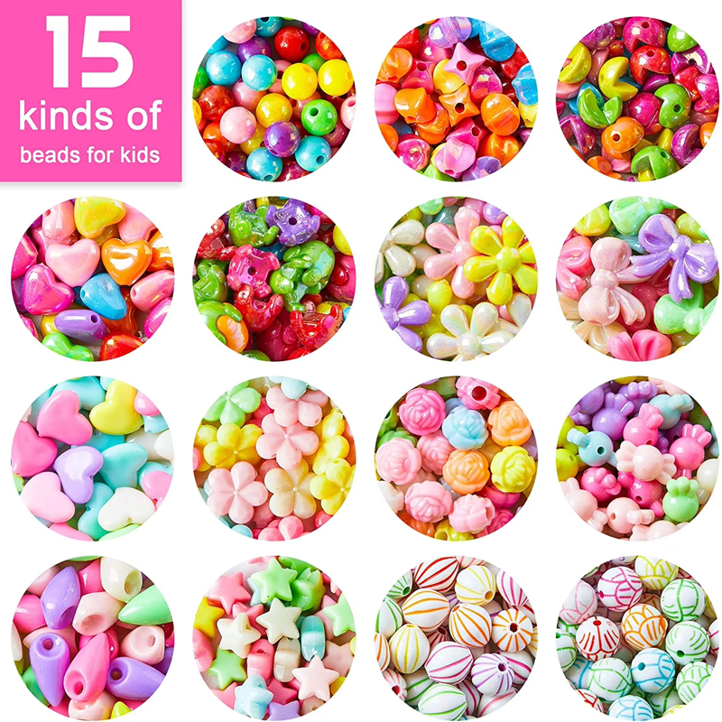 Colorful beads for kids craft jewelry making bead kit for bracelet making toys