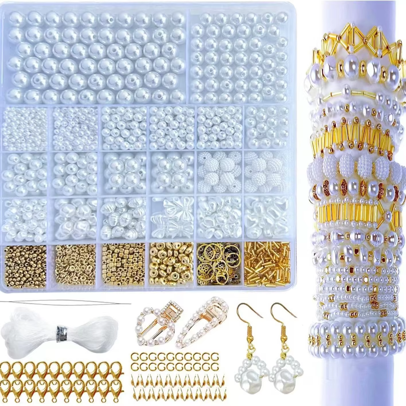 Wholesale Sell Imitation Irregular Pearls with Gold Color Spacer Beads