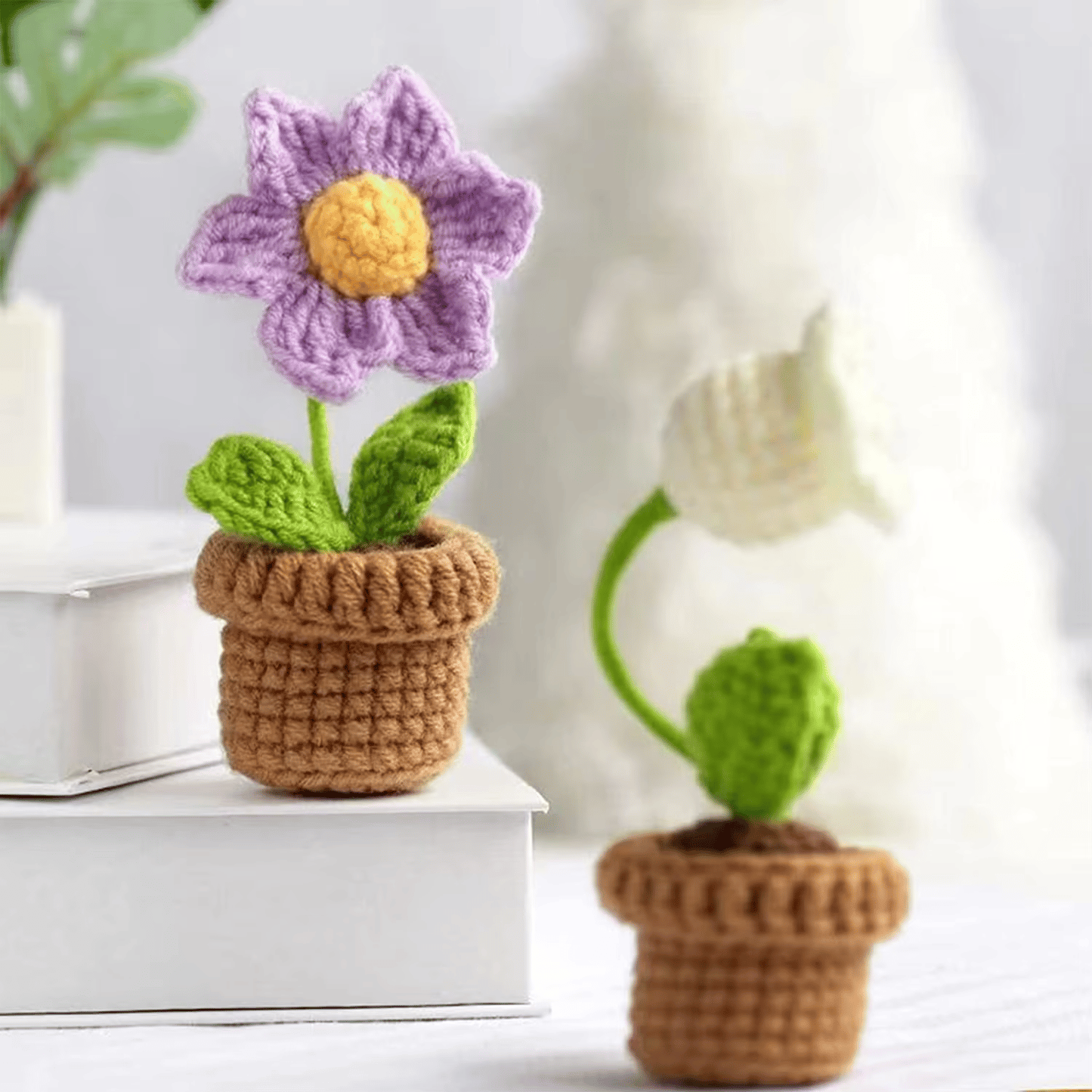 Crochet Flower Shape Bonsai DIY Material Bag Starter DIY Doll Make Set