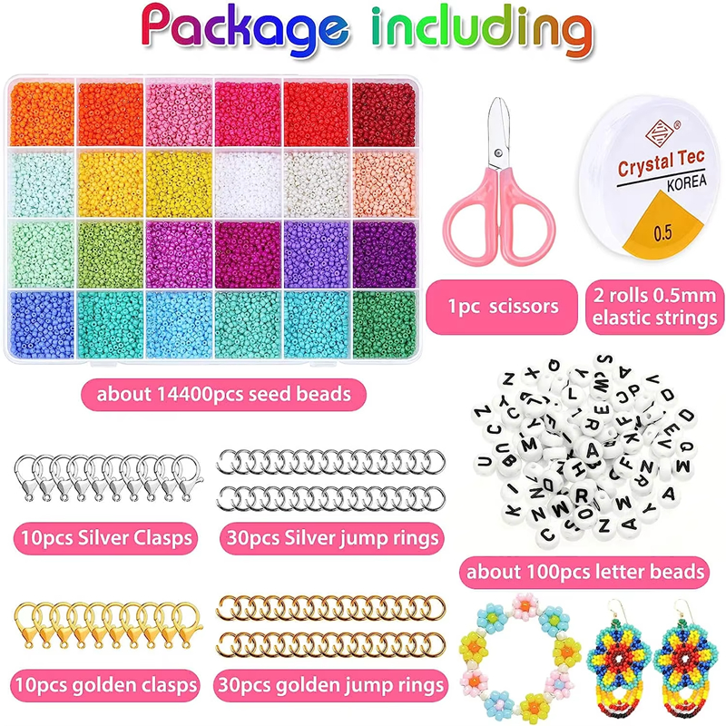 2mm Glass Seed Bead DIY Jewelry Making Kit