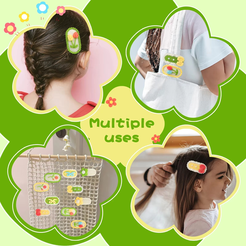 Hot Sale Crochet DIY Sweet Hair Clips Wool Yarn Hairpin Knitting Kits