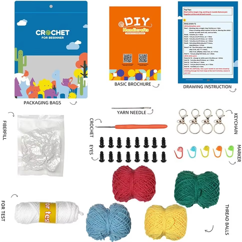 4 Pcs Crochet Animal Set for Starter DIY Knitting Octopus Dolls Kits
